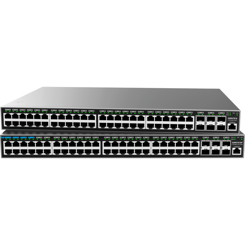 Grandstream GWN7816P L3 Managed Network PoE Switch, 48 portů / 6 SFP+, VLAN, DHCP, Stacking