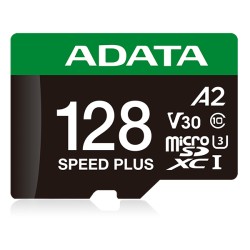 ADATA MicroSDXC karta 128GB Speed Plus, U3, C10, A2, V30 (R:180/W:160 MB/s) + SD adaptér