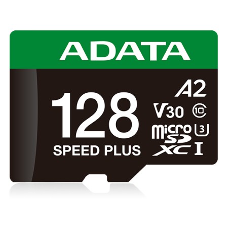 ADATA MicroSDXC karta 128GB Speed Plus, U3, C10, A2, V30 (R:180/W:160 MB/s) + SD adaptér