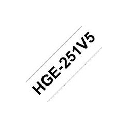 Brother originální páska do tiskárny štítků, Brother, HGE-251, černý tisk/bílý podklad, 8m, 24mm, 5 ks v balení, cena… HGE251V5