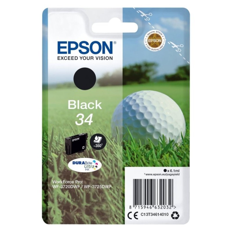 EPSON ink čer Singlepack "Golf" Black 34 DURABrite Ultra Ink 6,1 ml, ČB 350 stran