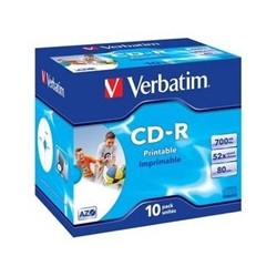 VERBATIM CD-R(10-Pack)Jewel/Printable/DLP/52x/700MB