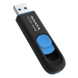 ADATA Flash Disk 64GB UV128, USB 3.1 Dash Drive (R:90/W:40 MB/s) černá/modrá