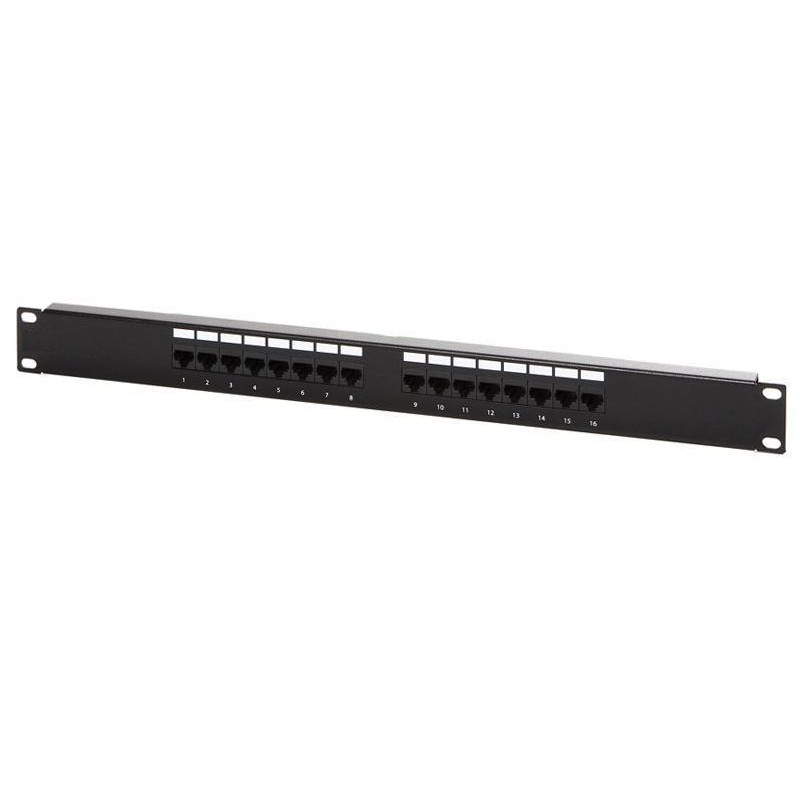 DIGITUS Patch panel,CAT5E,19",16xUTP RJ45,černá