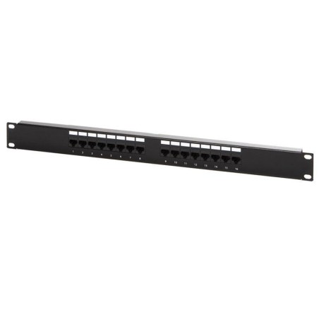 DIGITUS Patch panel,CAT5E,19",16xUTP RJ45,černá