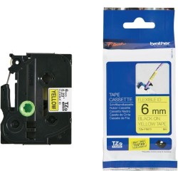 Brother originální páska do tiskárny štítků, Brother, TZE-FX611, černý tisk/žlutý podklad, laminovaná, 8m, 6mm, flexibilní