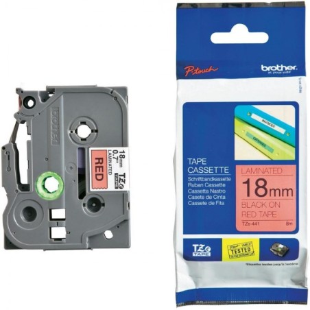 BROTHER TZE441 - kazeta TZ šířky 18mm, laminovaná TZE-441, červená/černé písmo
