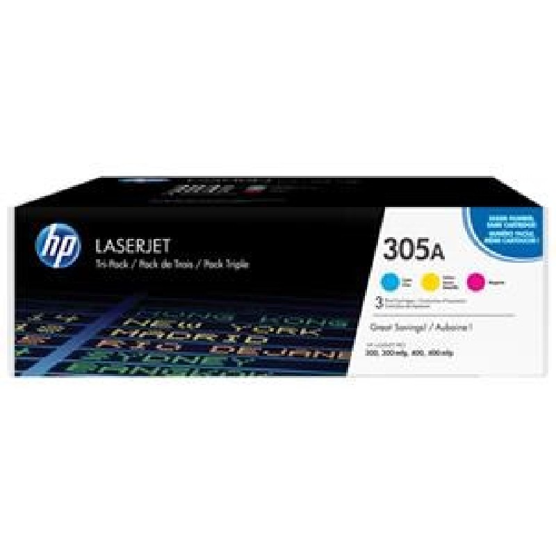 HP 305A CMY 3-pack LJ Toner Cart, CF370AM (2,600 / 2,600 / 2,600 pages)