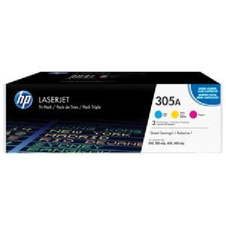 HP 305A CMY 3-pack LJ Toner Cart, CF370AM (2,600 / 2,600 / 2,600 pages)