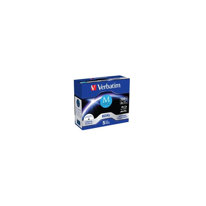 VERBATIM MDisc BDXL (5-pack)Jewel/4x/100GB
