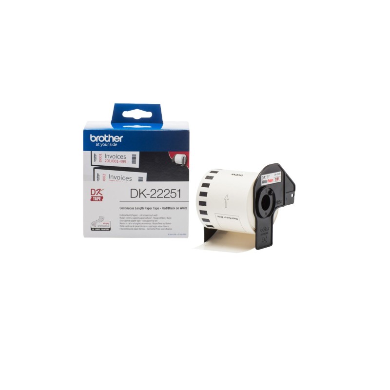 BROTHER DK-22251 (papírová role červeno-černá na bílém podkladu) 62mm x 15,24m