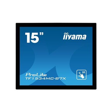 15" iiyama TF1534MC-B7X: TN, XGA, capacitive, 10P, 370cd/m2, VGA, DP, HDMI, IP65, černý