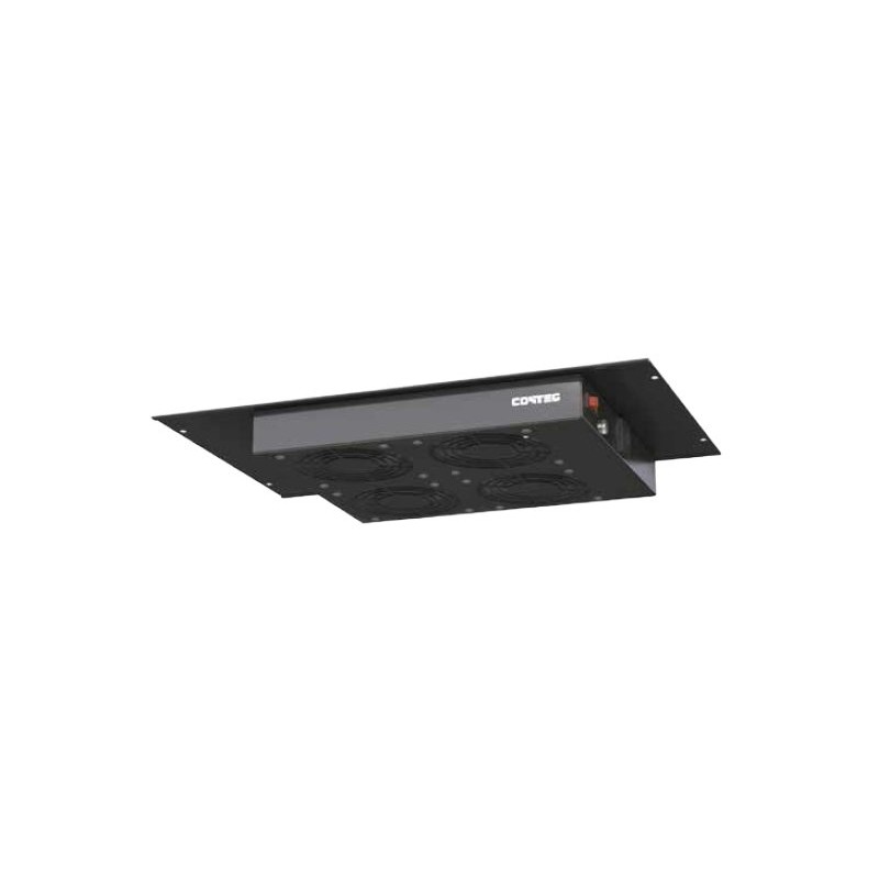 CONTEG 19" ventilační jednotka, 2 ventilátory, 230V, černá, termostat