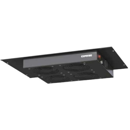 CONTEG 19" ventilační jednotka, 2 ventilátory, 230V, černá, termostat
