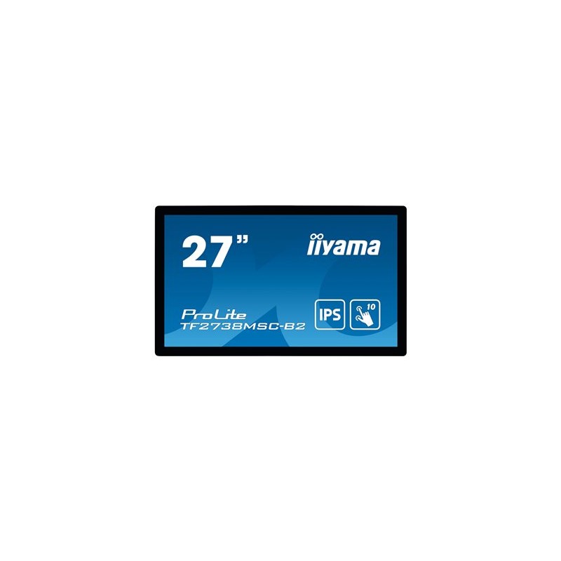 27" iiyama TF2738MSC-B2: IPS, FullHD, capacitive, 10P, 500cd/m2, DP, HDMI, DVI, 16/7, IP1X, černý
