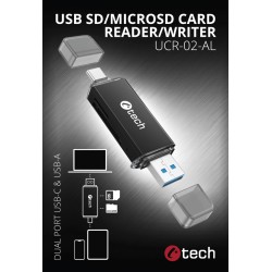 C-TECH čtečka karet UCR-02-AL, USB 3.0 TYPE A/ TYPE C, SD/micro SD