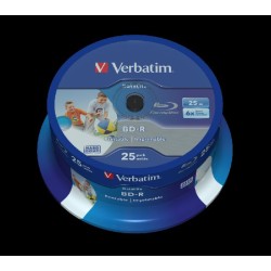 VERBATIM BD-R SL Datalife HTL (25-pack)Blu-Ray/Spindle/6x/25GB Wide Printable