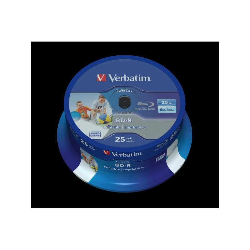 VERBATIM BD-R SL Datalife HTL (25-pack)Blu-Ray/Spindle/6x/25GB Wide Printable