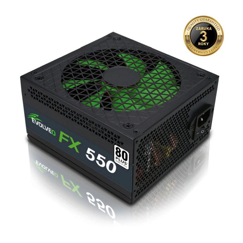 EVOLVEO FX 550, zdroj 550W ATX, 14cm, tichý, 80+ White, záruka 3 roky, černý