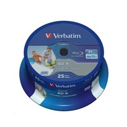 VERBATIM BD-R SL Datalife HTL (25-pack)Blu-Ray/Spindle/6x/25GB Wide Printable
