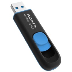 ADATA Flash Disk 256GB UV128, USB 3.1 Dash Drive (R:90/W:40 MB/s) černá/modrá