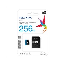 ADATA MicroSDHC karta 256GB UHS-I Class 10, Premier + adaptér