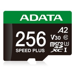 ADATA MicroSDXC karta 256GB Speed Plus, U3, C10, A2, V30 (R:180/W:160 MB/s) + SD adaptér