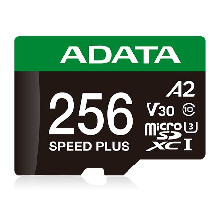 ADATA MicroSDXC karta 256GB Speed Plus, U3, C10, A2, V30 (R:180/W:160 MB/s) + SD adaptér