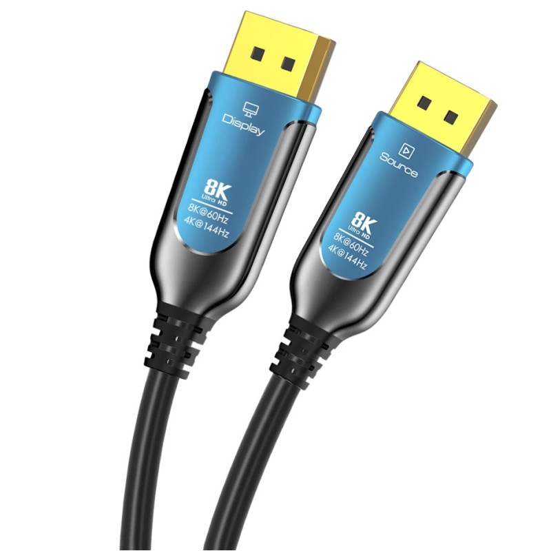 PremiumCord 8K Optický DisplayPort 1.4 přípojný kabel M/M, zlacené konekt. 5m