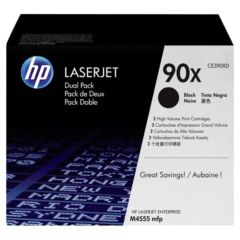 HP 90X Black 2-pack LJ Toner Cart, 2 x 24 000, CE390XD (24,000 / 24,000 pages)