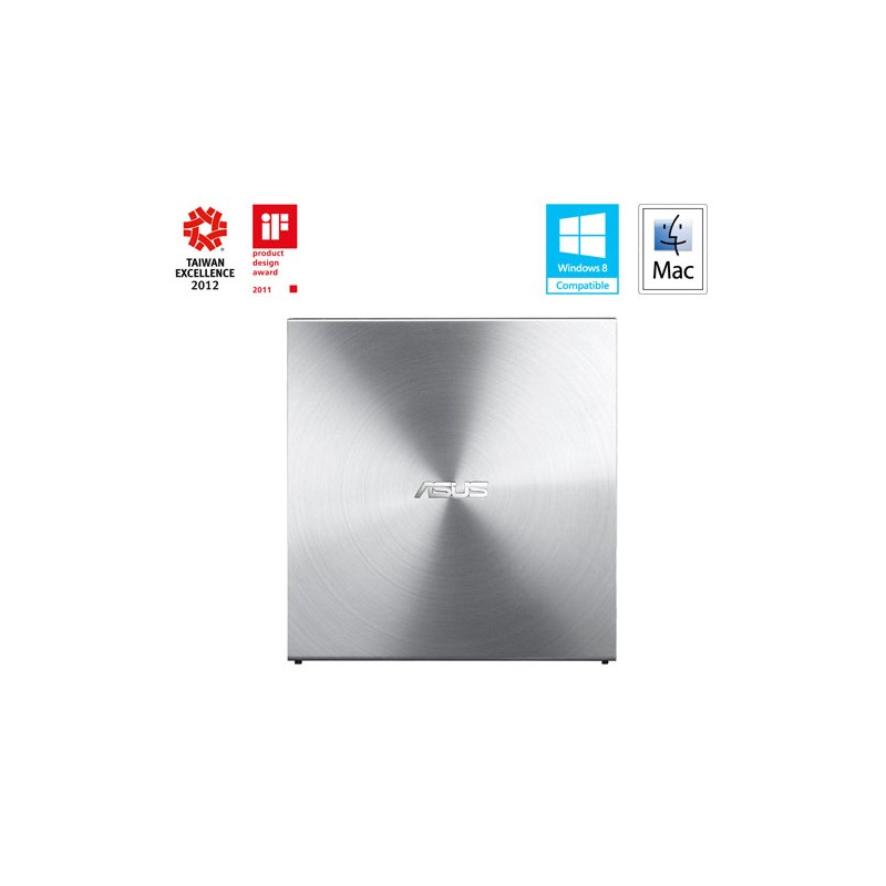 ASUS DVD SDRW-08U5S-U/SIL/G/AS, External Slim DVD-RW, silver, USB + Cyberlink Power2Go 8