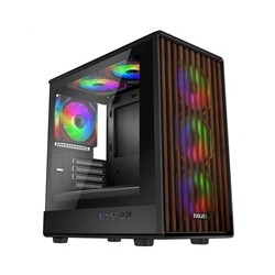 EVOLVEO Panthera, skříň mATX, 6x ARGB ventilátor 120mm, dřevěný přední panel + skleněná bočnice