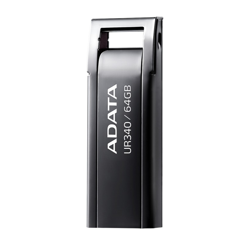 ADATA Flash Disk 64GB UR340, USB 3.2 Dash Drive, kov lesklá černá