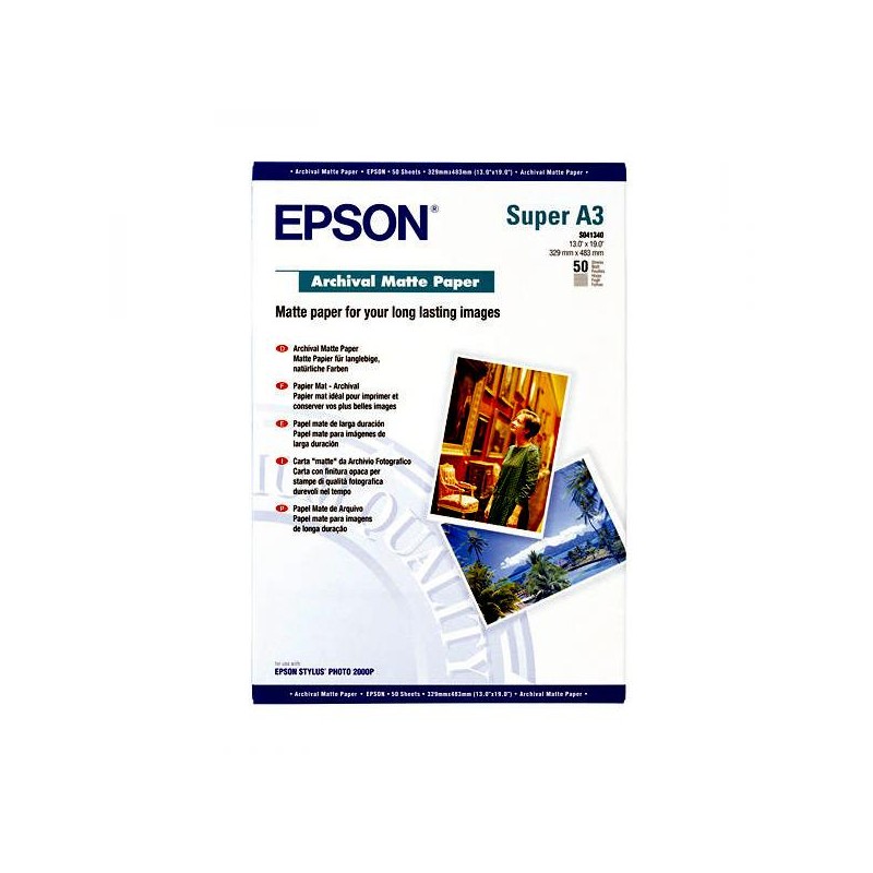 Epson Archival - Matný - Super A3/B (330 x 483 mm) - 192 g/m? - 50 listy papír - pro SureColor SC-P700, P7500, P900,… C13S041340