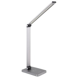 Platinet PDL888S stolní LED lampa 10W stmívatelná, bezdrátové nabíjení, USB port, stříbrná