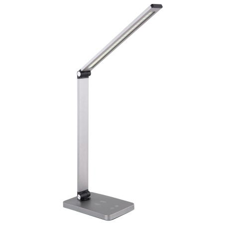 Platinet PDL888S stolní LED lampa 10W stmívatelná, bezdrátové nabíjení, USB port, stříbrná