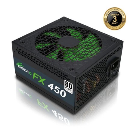 EVOLVEO FX 450, zdroj 450W ATX, 14cm, tichý, 80+ White, záruka 3 roky, černý