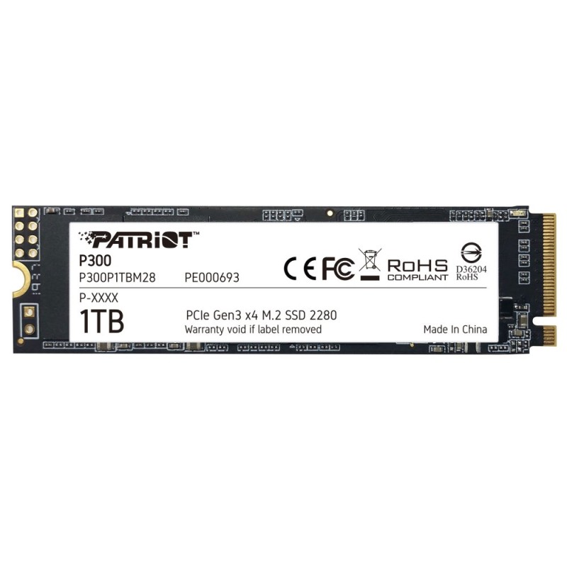 PATRIOT P300 1TB SSD / Interní / M.2 PCIe Gen3 x4 NVMe 1.3 / 2280 P300P1TBM28
