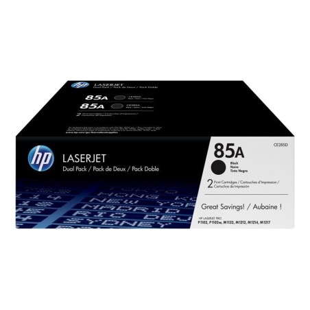 HP 85A Black 2-pack LJ Toner Cart, CE285AD (1,600 / 1,600 pages)