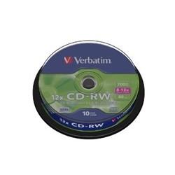 VERBATIM CD-RW(10-Pack)Spindle/8x-12x/High Speed/DLP/700MB