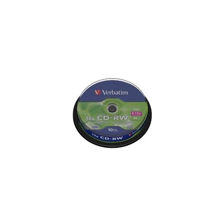 VERBATIM CD-RW(10-Pack)Spindle/8x-12x/High Speed/DLP/700MB