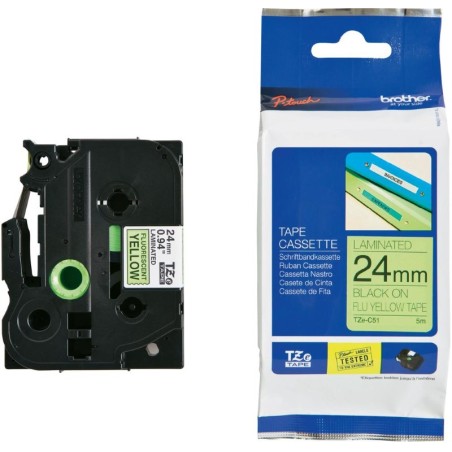 Brother originální páska do tiskárny štítků, Brother, TZE-C51, černý tisk/žlutý podklad, laminovaná, 5m, 24mm