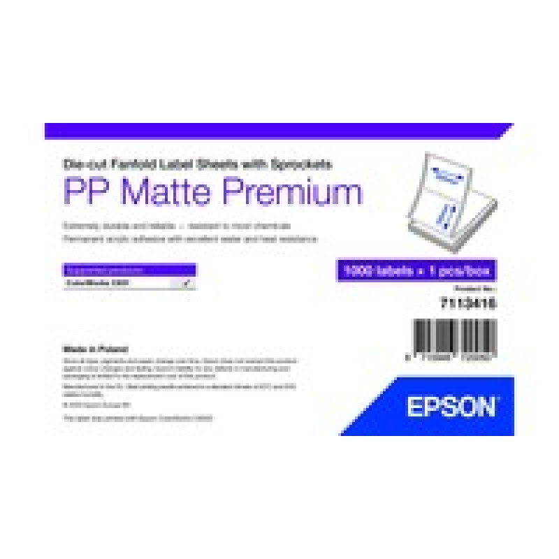 PP MATTE LABEL PREM DIE-CUT/FANFOLD SHEETS WITH SPROCKETS 20 7113416
