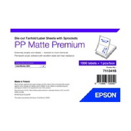 PP MATTE LABEL PREM DIE-CUT/FANFOLD SHEETS WITH SPROCKETS 20 7113416
