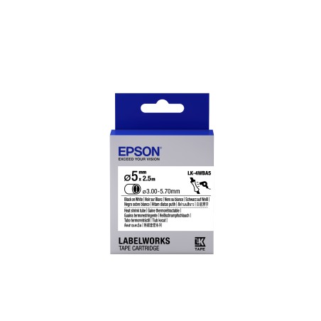 Epson Label Cartridge Heat Shrink Tube (HST) LK-4WBA5 Black/White D5mm (2.5m)