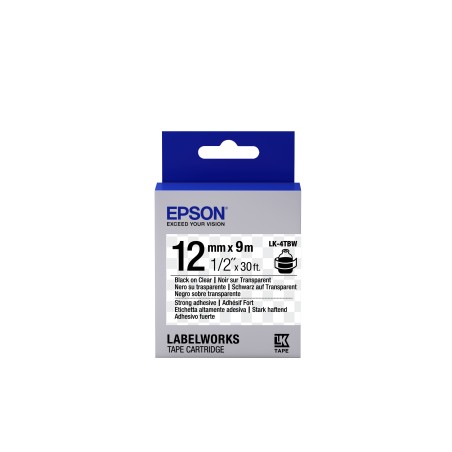 Epson Label Cartridge Strong Adhesive LK-4TBW Black/Transparent 12mm (9m)