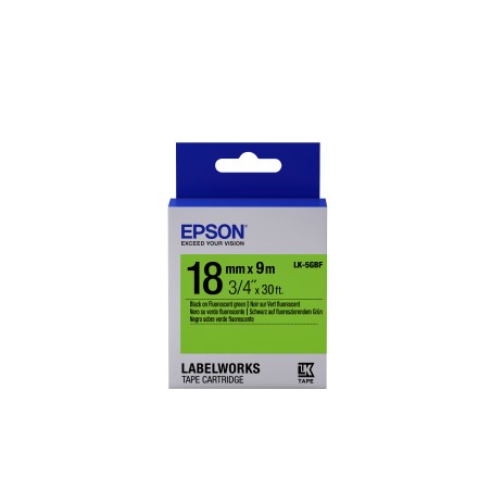 Epson Label Cartridge Fluorescent LK-5GBF Black/Green 18mm (9m)