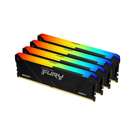 Kingston FURY Beast RGB - DDR4 - sada - 64 GB: 4 x 16 GB - DIMM 288-pin - 3200 MT/s / PC4-25600 - CL16 - 1.35 V - bez
