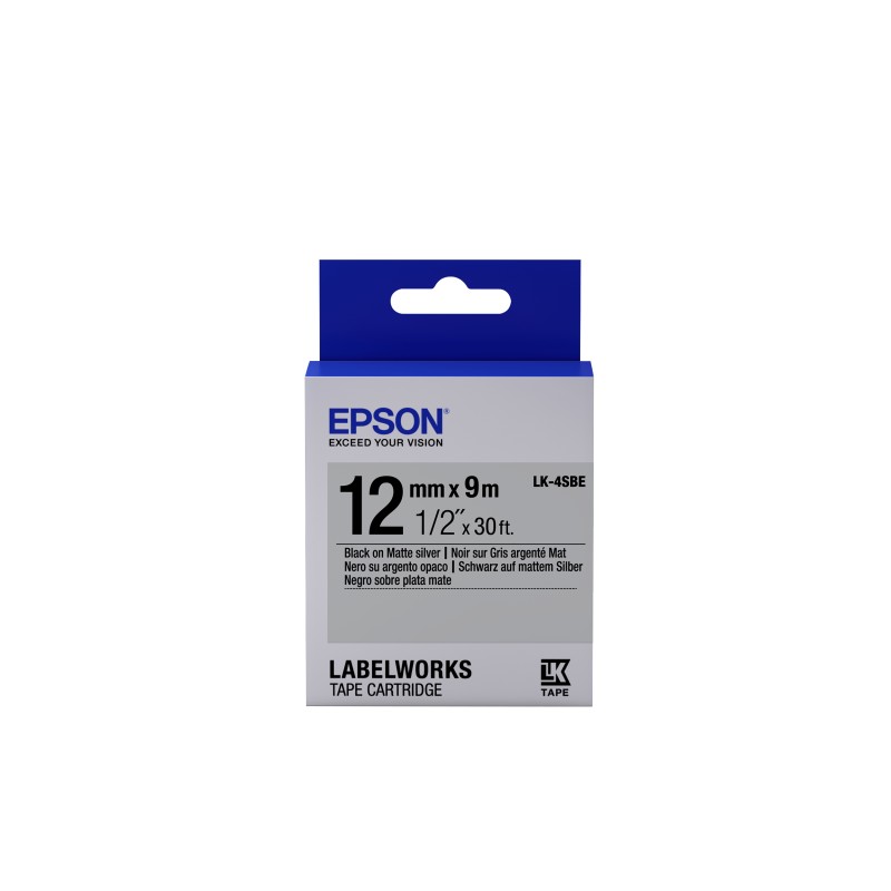 Epson Label Cartridge Matte LK-4SBE Black/Matt Silver 12mm (9m)