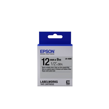Epson Label Cartridge Matte LK-4SBE Black/Matt Silver 12mm (9m)